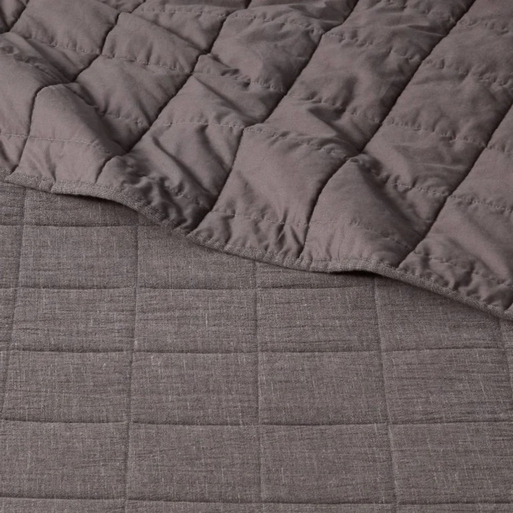Full/Queen Space Dyed Cotton Linen Quilt Dark Gray - Threshold